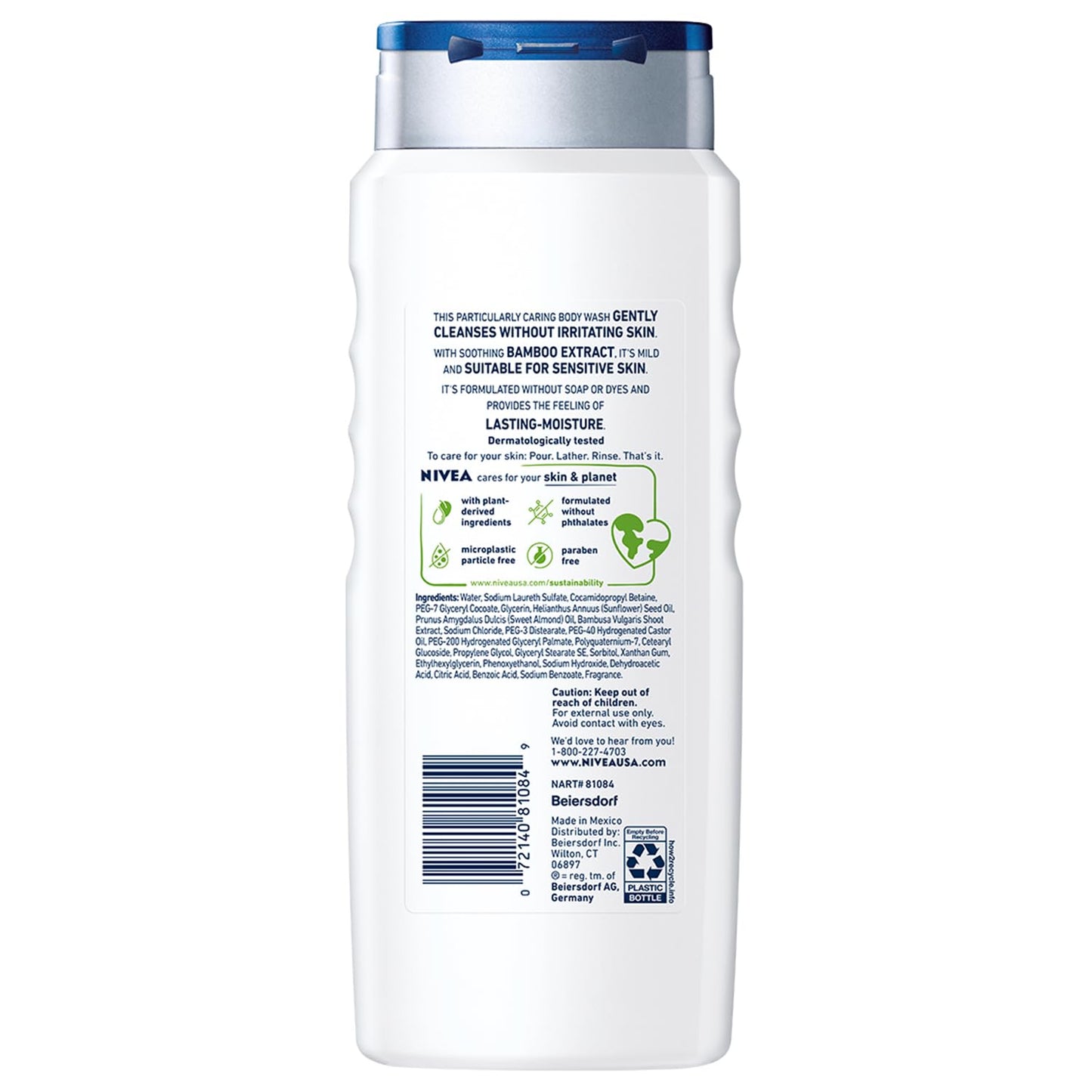 NIVEA MEN Sensitive Bamboo Body Wash – Mindful Self-Care Shower Gel for Men with Sensitive Skin