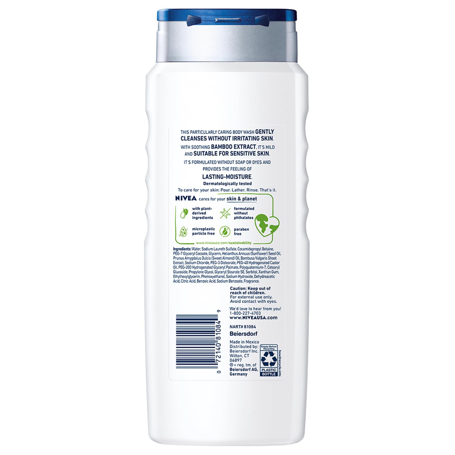 NIVEA MEN Sensitive Bamboo Body Wash – Mindful Self-Care Shower Gel for Men with Sensitive Skin