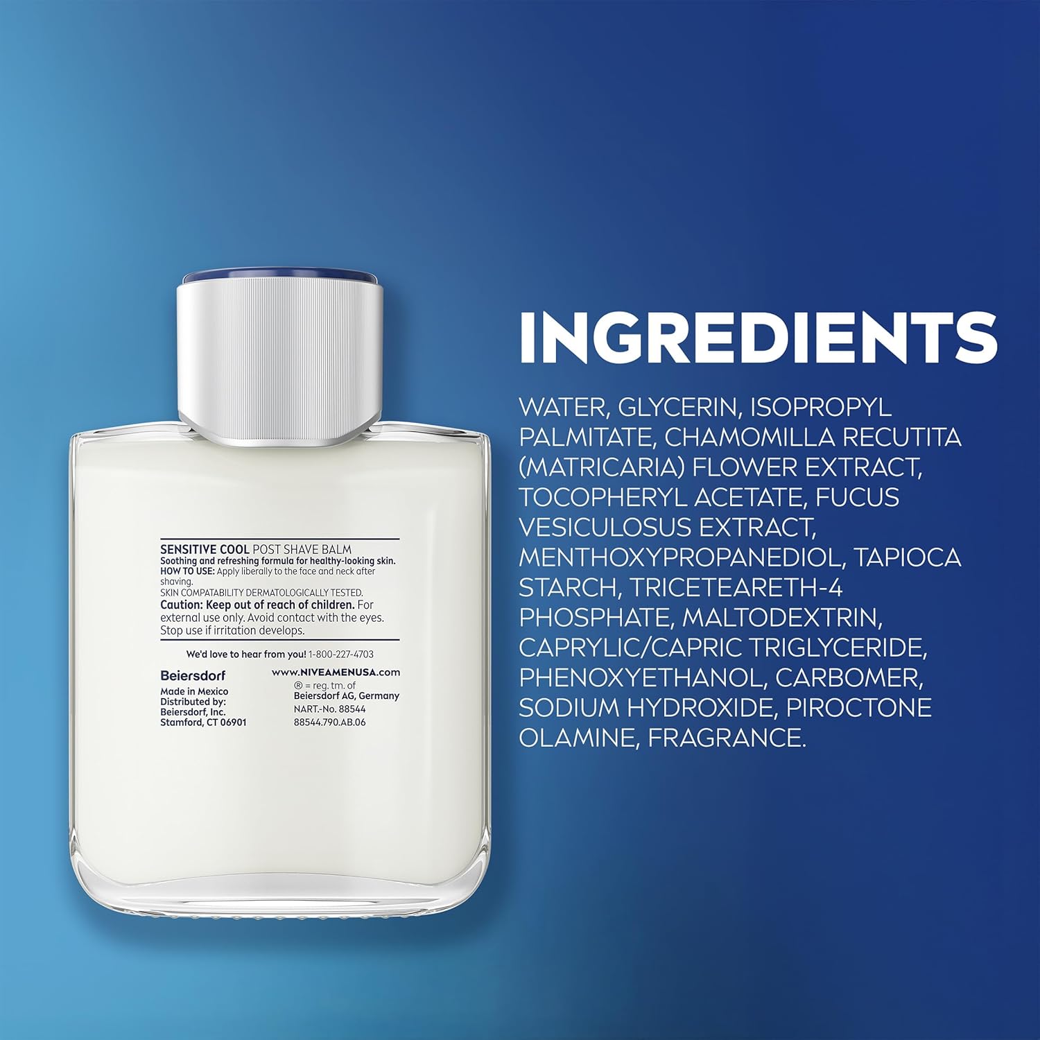 NIVEA MEN Sensitive Cool After Shave Balm, Simple Sensitive Skin Shave Care for Capsule Grooming Routines, No-Fuss Cooling Balm Trio, 3.3 Fl Oz Bottles