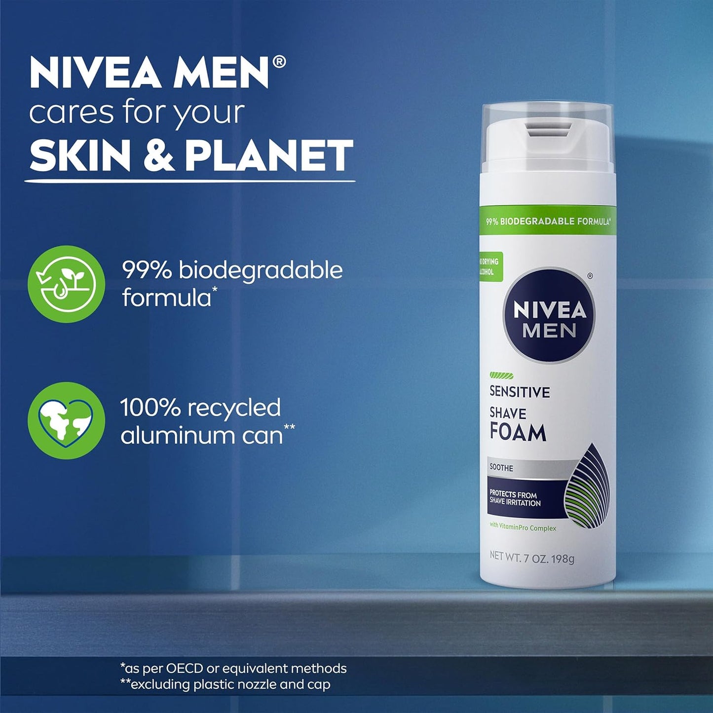 NIVEA MEN Sensitive Shave Foam – Bulk 6-Pack Gift Set for Husbands, Dads, and Boyfriends with Sensitive Skin