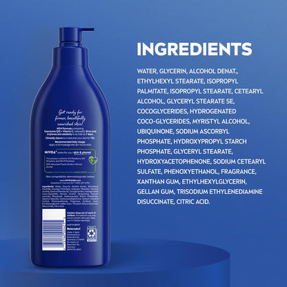NIVEA Nourishing Body Lotion with Vitamin C – Post-Shower Mindfulness Moment, 72-Hour Deep Moisture, 16.9 Fl Oz