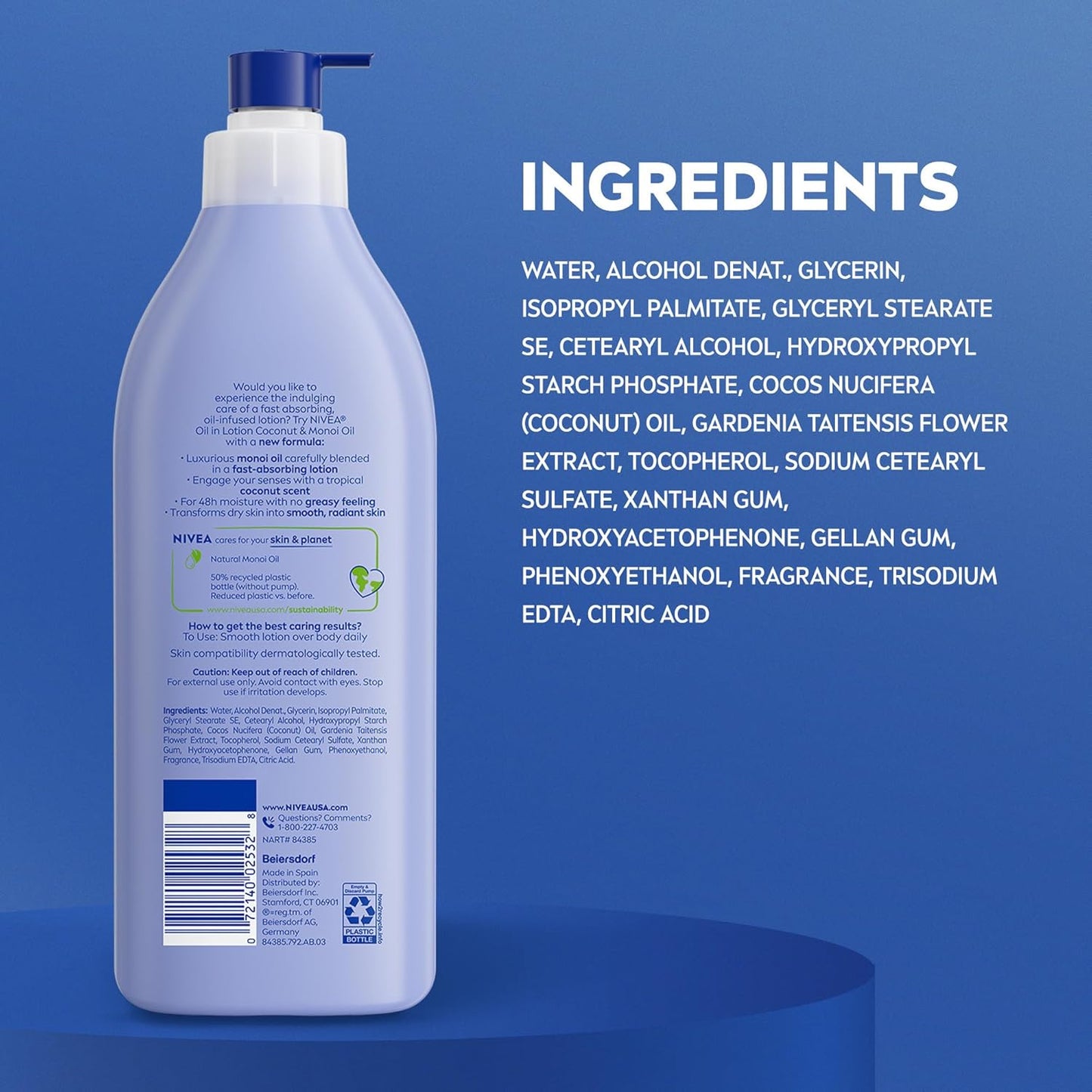 NIVEA Oil Infused Coconut and Monoi Body Lotion – Long-Lasting Fragrance Lotion for Meditation Spaces