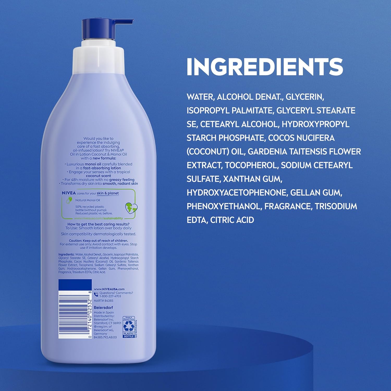 NIVEA Oil Infused Coconut and Monoi Body Lotion – Long-Lasting Fragrance Lotion for Meditation Spaces