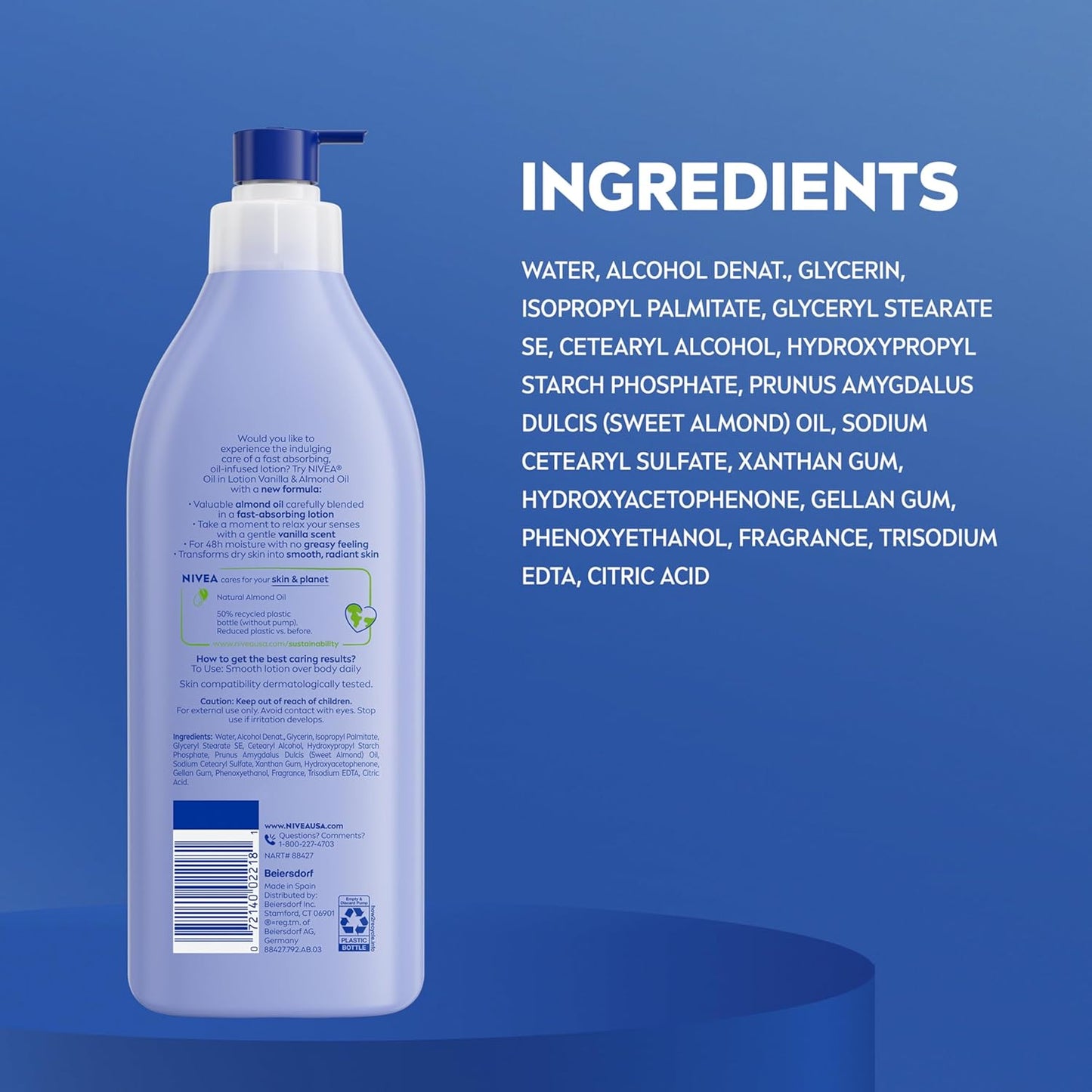 NIVEA Oil Infused Vanilla and Almond Oil Body Lotion – Elevated Gift-Worthy Moisturizer for the Refined Home, Pack of 3 Vanilla and Almond Body Lotion