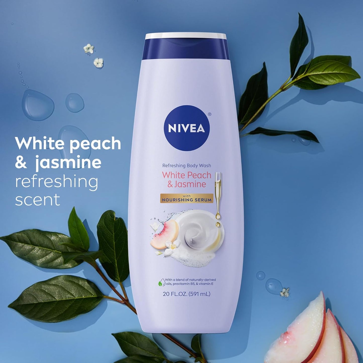 NIVEA Refreshing Body Wash Bundle – Housewarming Gift for Her with Peach Jasmine Scent, 20 Fl Oz