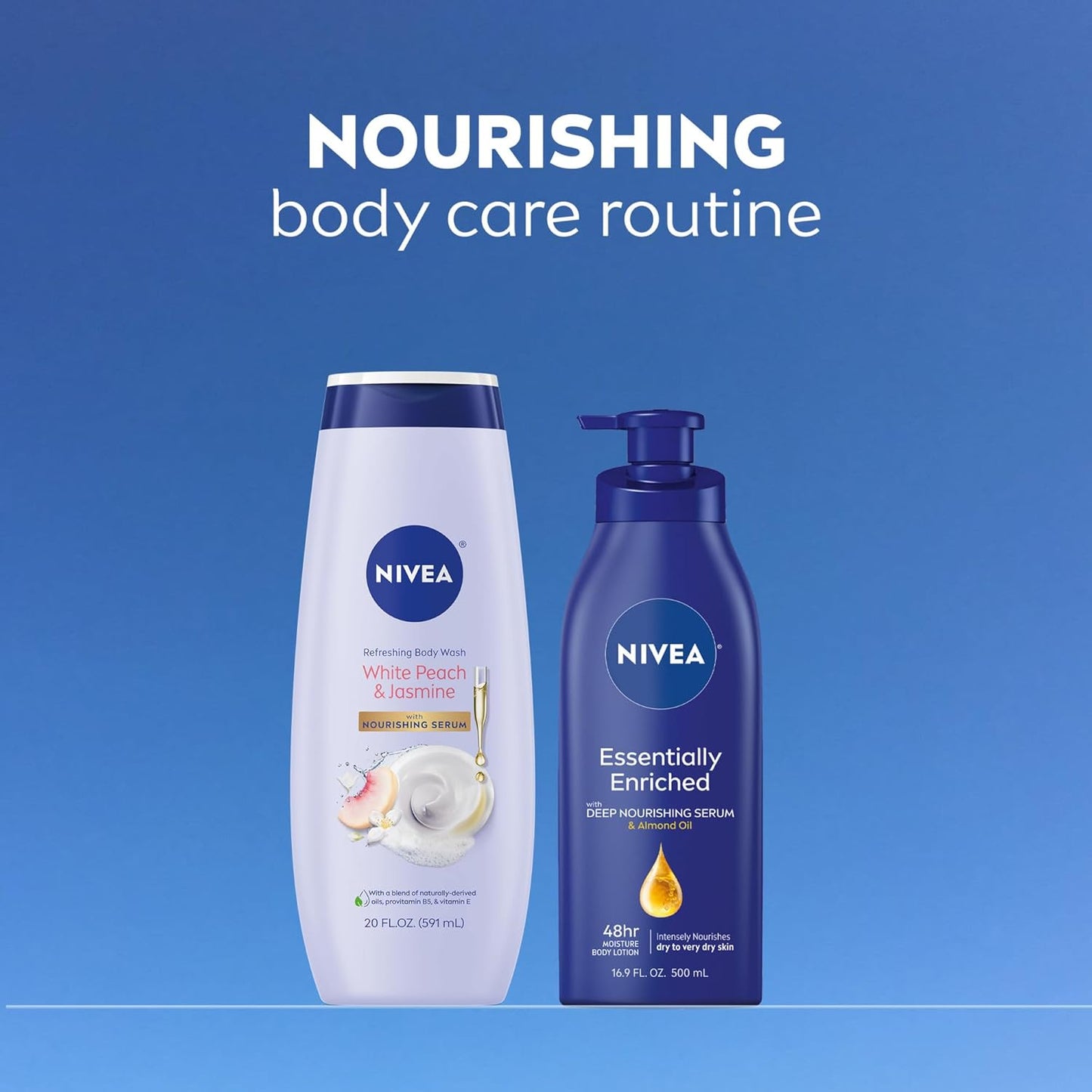 NIVEA Refreshing Body Wash Bundle – Housewarming Gift for Her with Peach Jasmine Scent, 20 Fl Oz