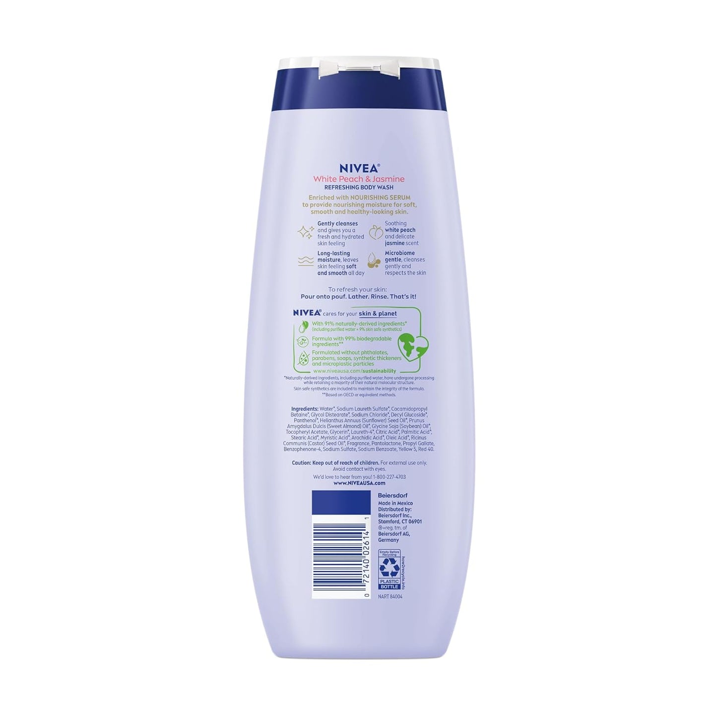 NIVEA Refreshing Body Wash Bundle – Housewarming Gift for Her with Peach Jasmine Scent, 20 Fl Oz