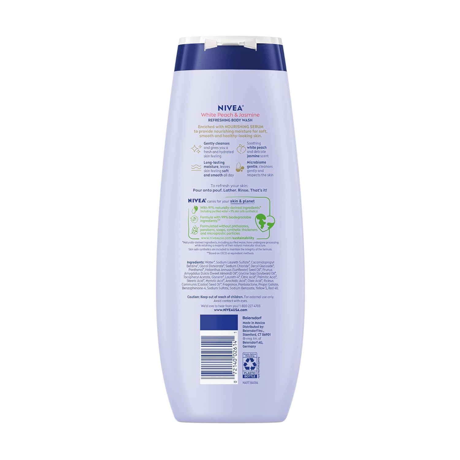 NIVEA Refreshing Body Wash Bundle – Housewarming Gift for Her with Peach Jasmine Scent, 20 Fl Oz
