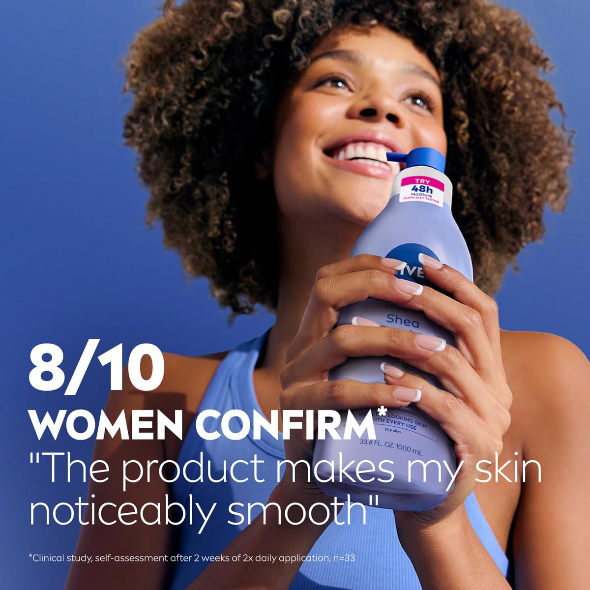 NIVEA Shea Nourish Body Lotion for Dry Skin – Clean-Looking Pump Bottle for Streamlined Vanities, 33.8 Fl Oz
