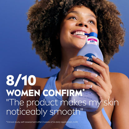 NIVEA Shea Nourish Body Lotion for Dry Skin – Clean-Looking Pump Bottle for Streamlined Vanities, 33.8 Fl Oz