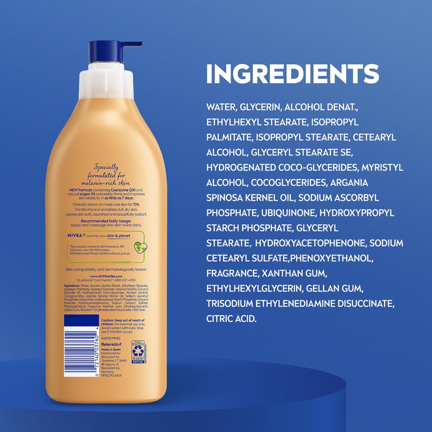 NIVEA Skin Firming Melanin Beauty & Hydration Body Lotion – Dermatologist-Tested Daily Hydrator for Sensitive Skin