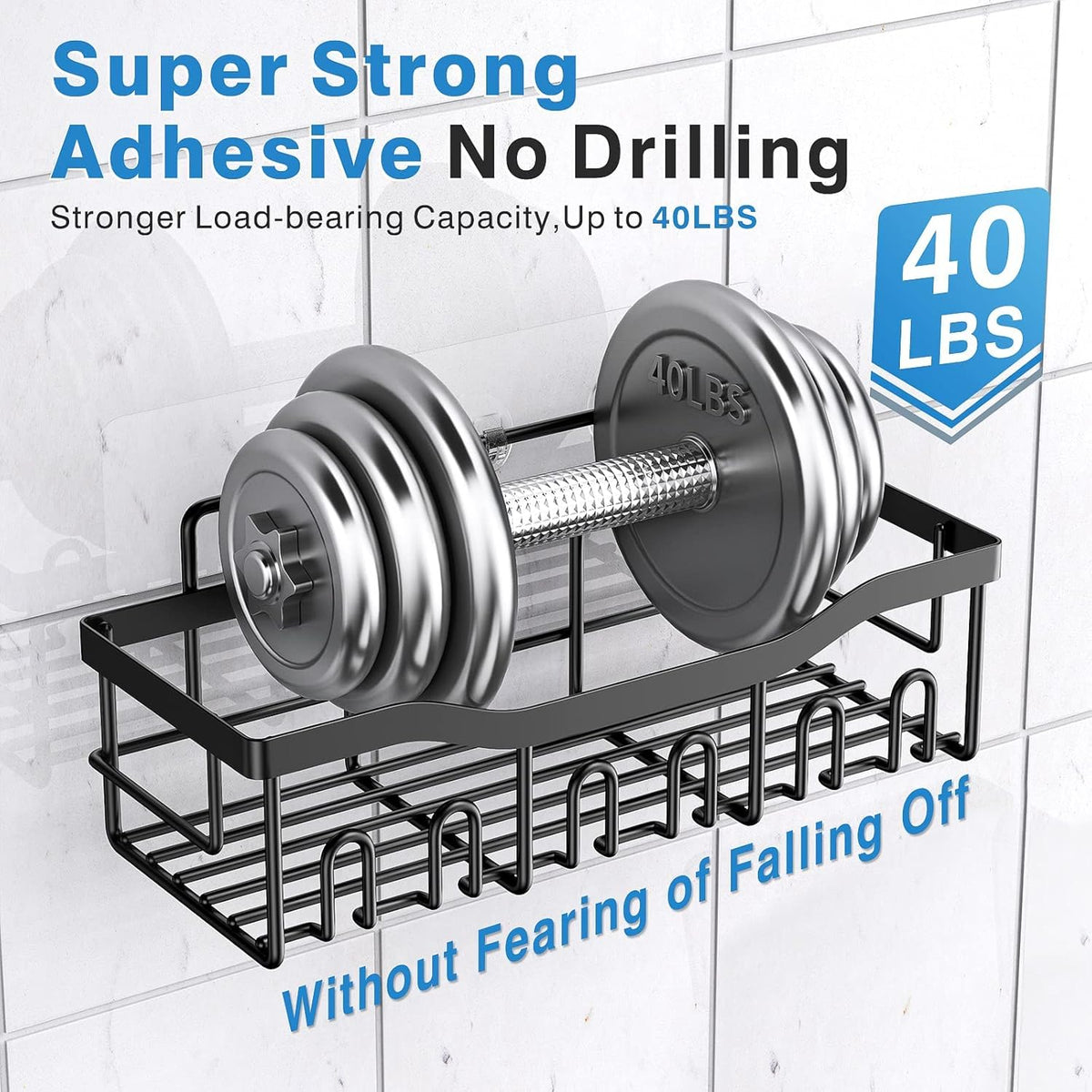 no-drill installation on smooth surfaces including tile, marble, glass, and metal