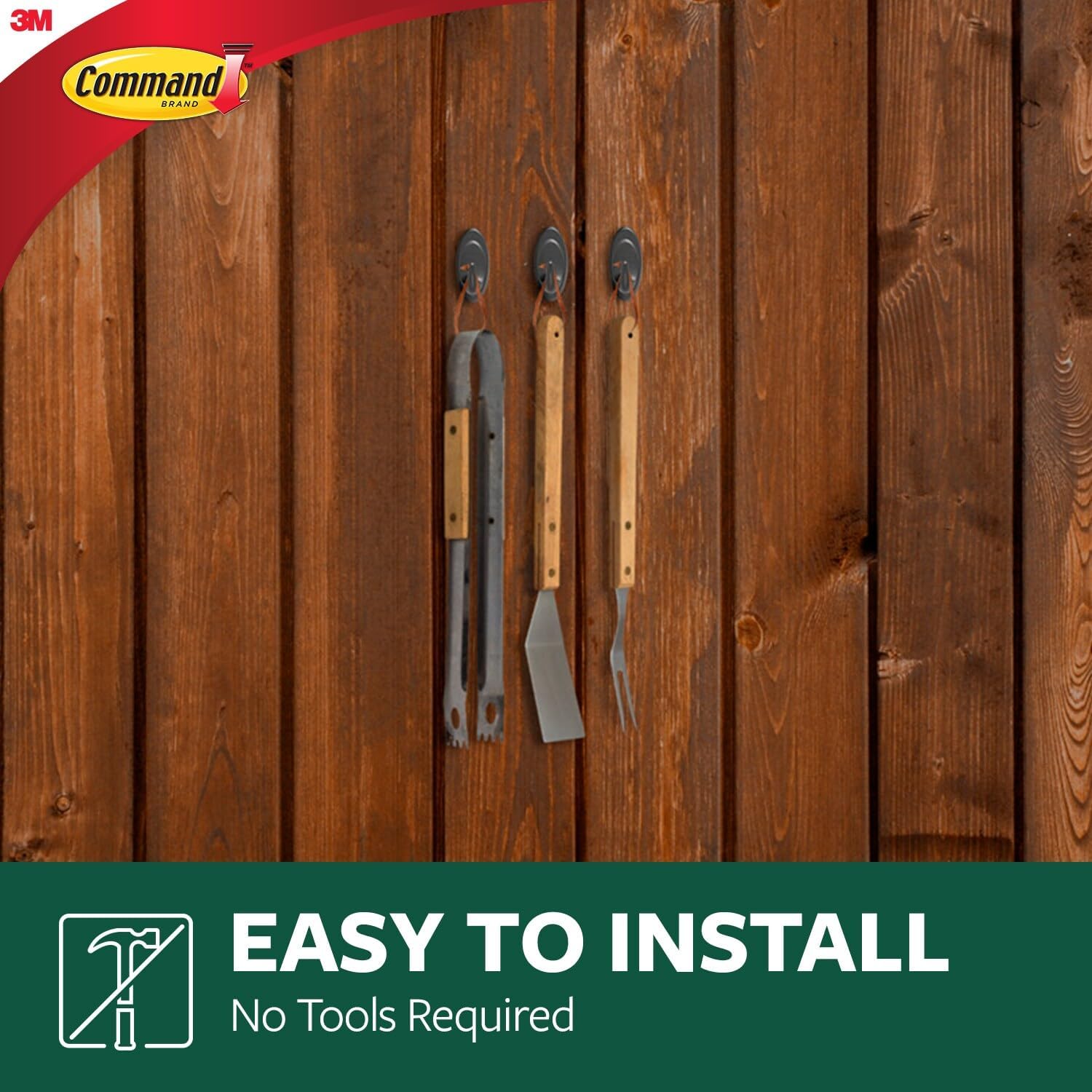 no-tools installation using adhesive strip mounting on smooth outdoor surfaces