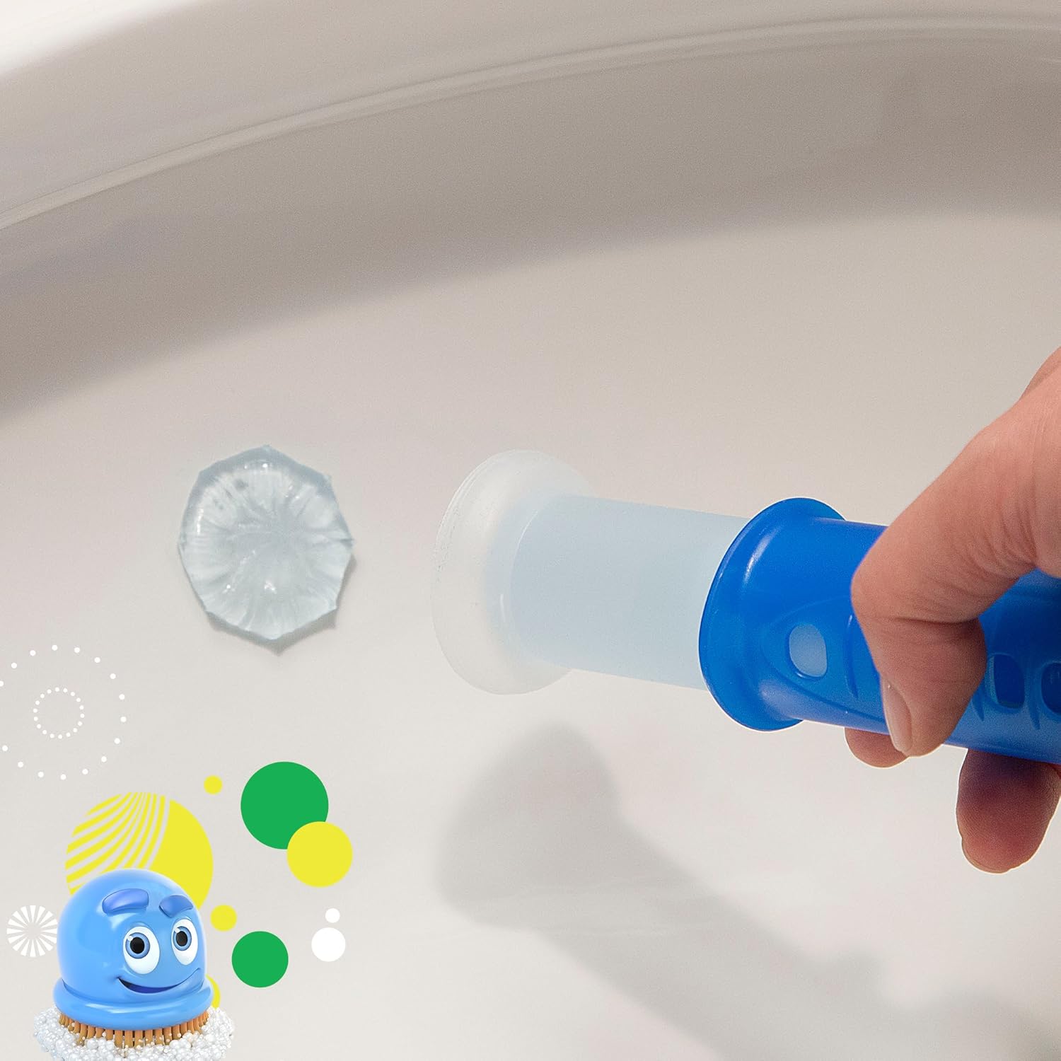 no-touch application — stamp placed under the rim without handling the bowl