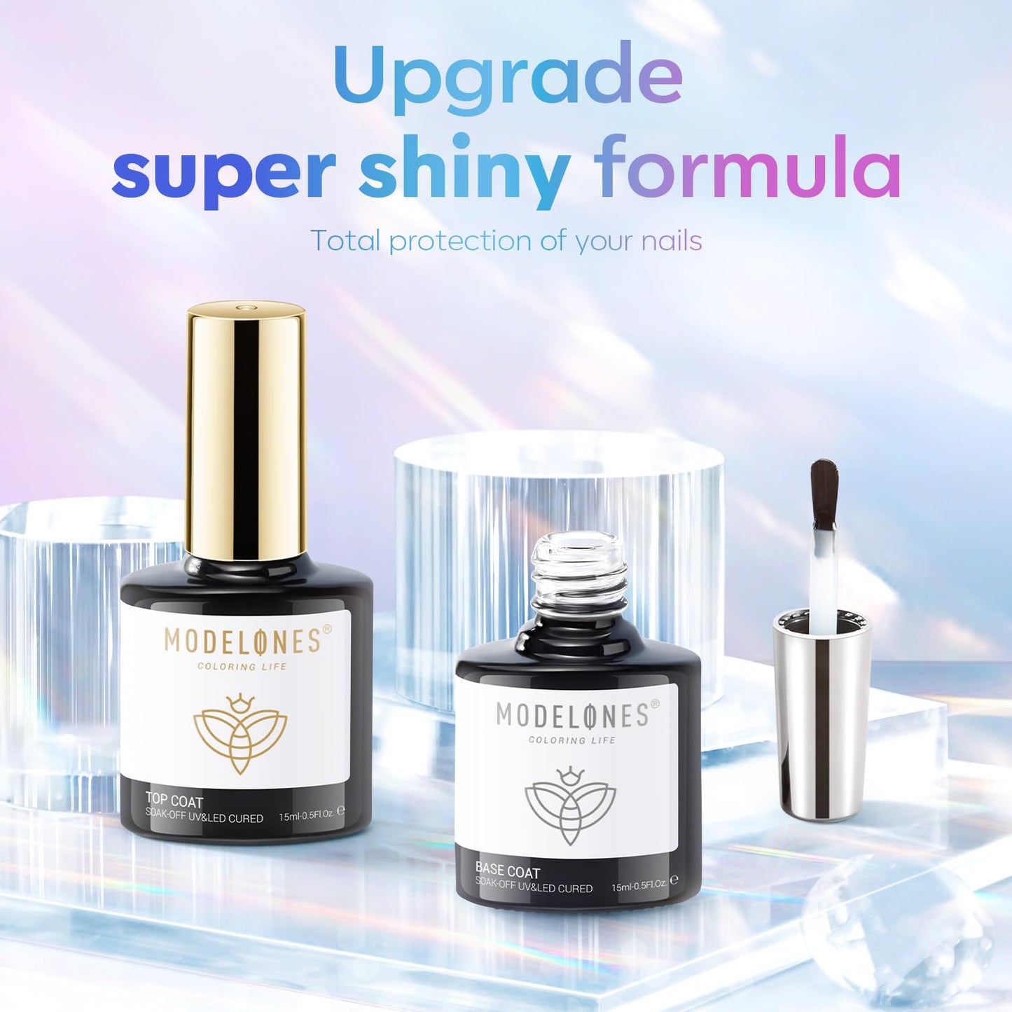 no-wipe super shiny top coat with wear-resistant finish lasting 30+ days