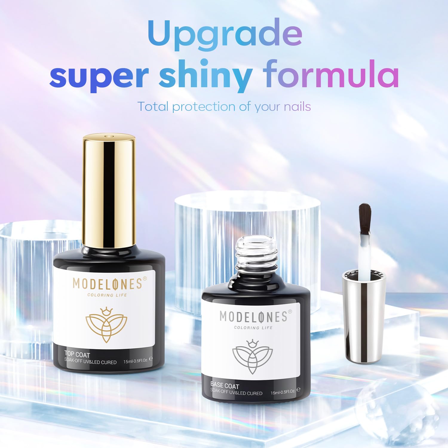 no-wipe super shiny top coat with wear-resistant finish lasting 30+ days