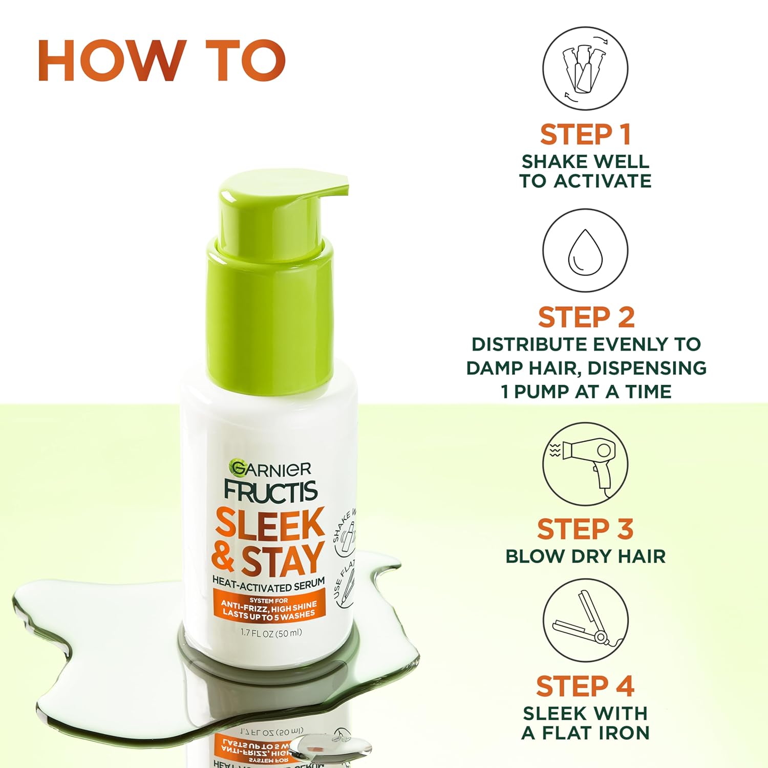 non-greasy, water-resistant leave-in serum (1.7 fl oz pump dispenser)