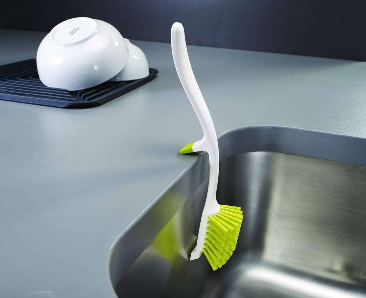 non-scratch bristles safe for porcelain, ceramic, and stainless steel