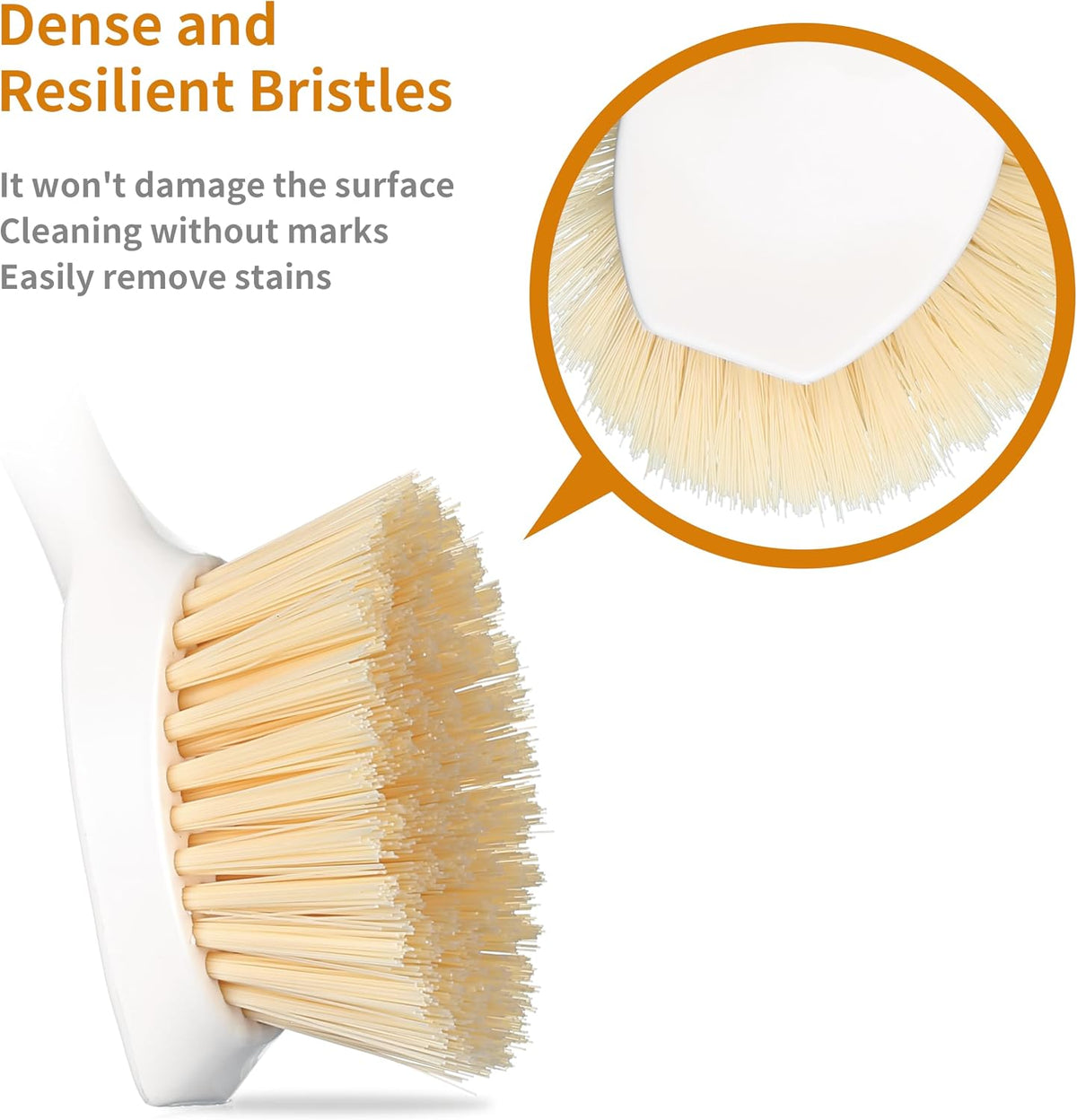 non-scratch, odorless bristles safe for cookware and tableware