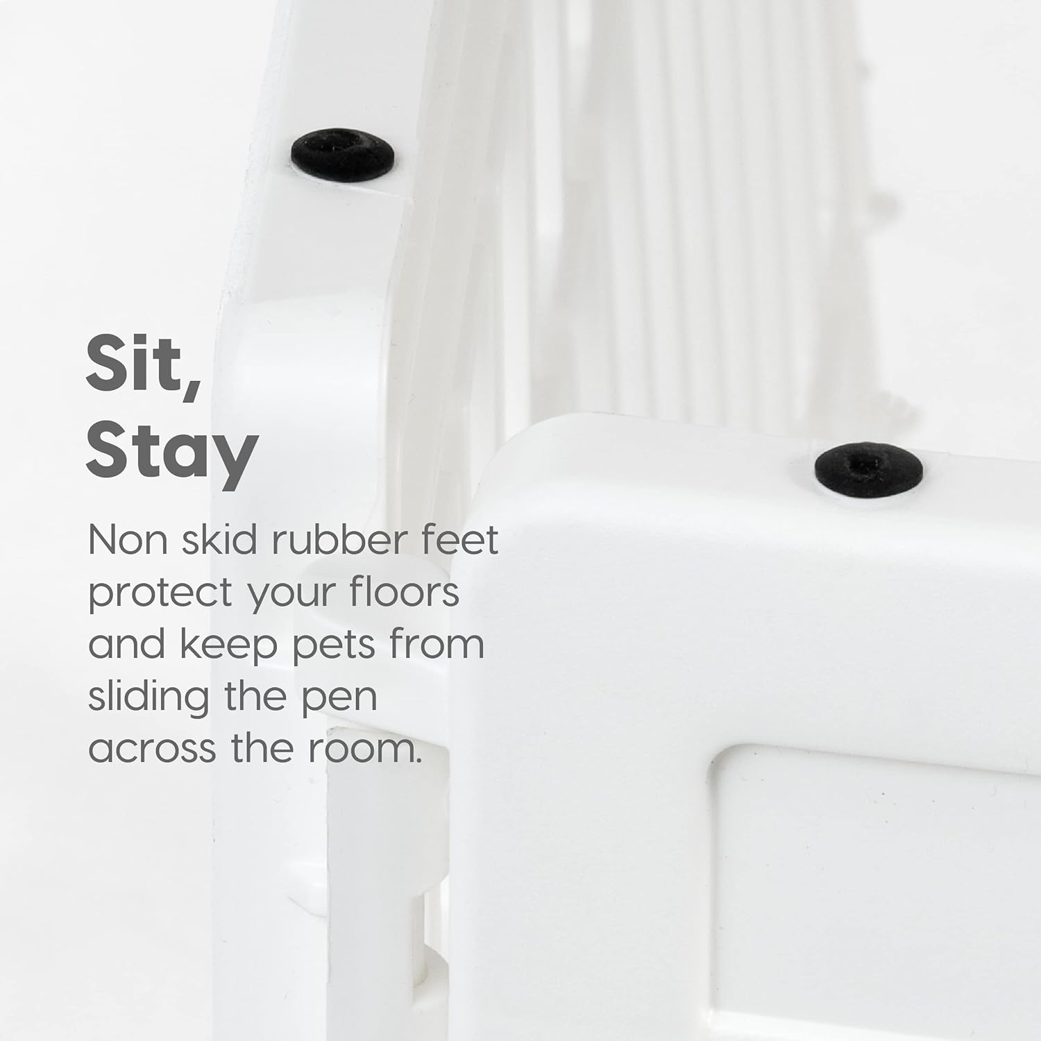 non-skid rubber feet on every panel for floor protection and stability
