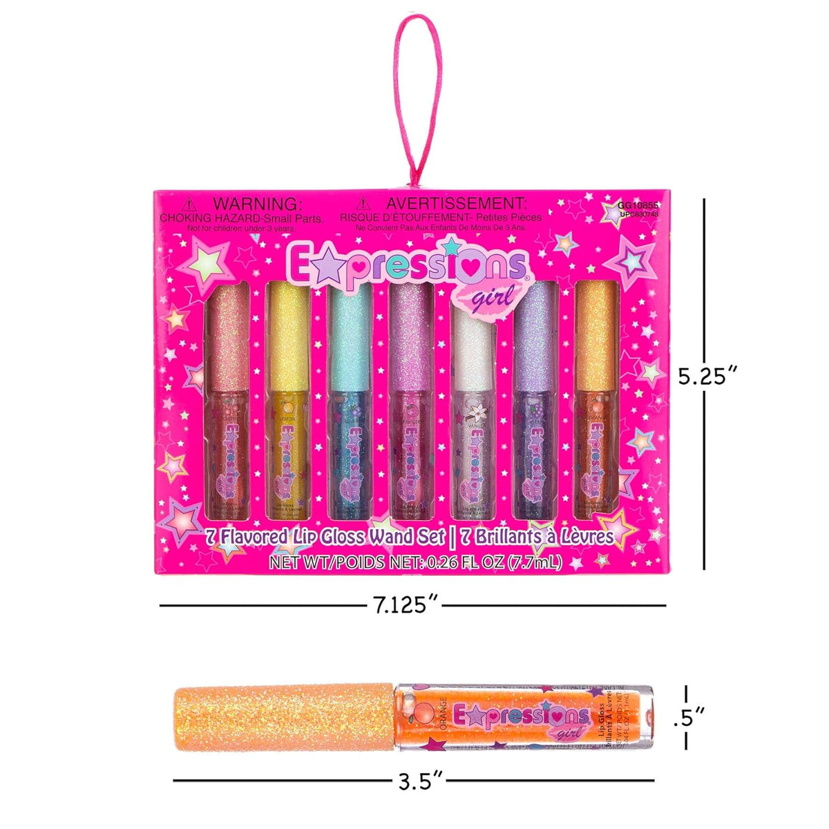 Non-Toxic Kids Lip Gloss - 7pc Fruity Flavored Set for Tween Bedroom, Washable Shimmer