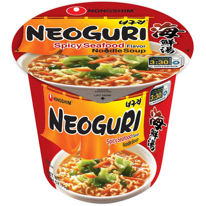 Nongshim Neoguri Spicy Seafood Ramyun – Quick Microwavable Cup Lunch for Busy Office Workers, 5-Minute Desk Meal (Pack of 6)