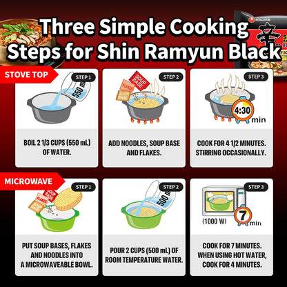 Nongshim Shin Ramyun Black – Simple One-Step Meal for Intentional Living, Microwavable Korean Ramen