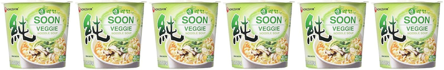 Nongshim Soon Veggie Cup Noodle – Travel-Friendly Vegan Meal for Road Trips, Microwaveable Hotel Snack