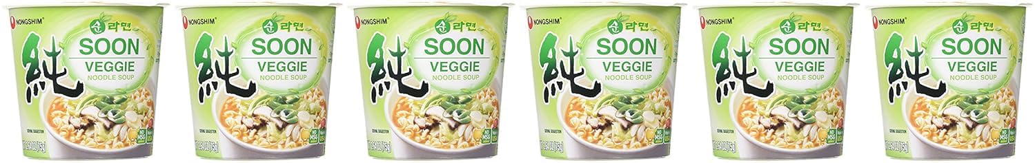 Nongshim Soon Veggie Cup Noodle – Travel-Friendly Vegan Meal for Road Trips, Microwaveable Hotel Snack