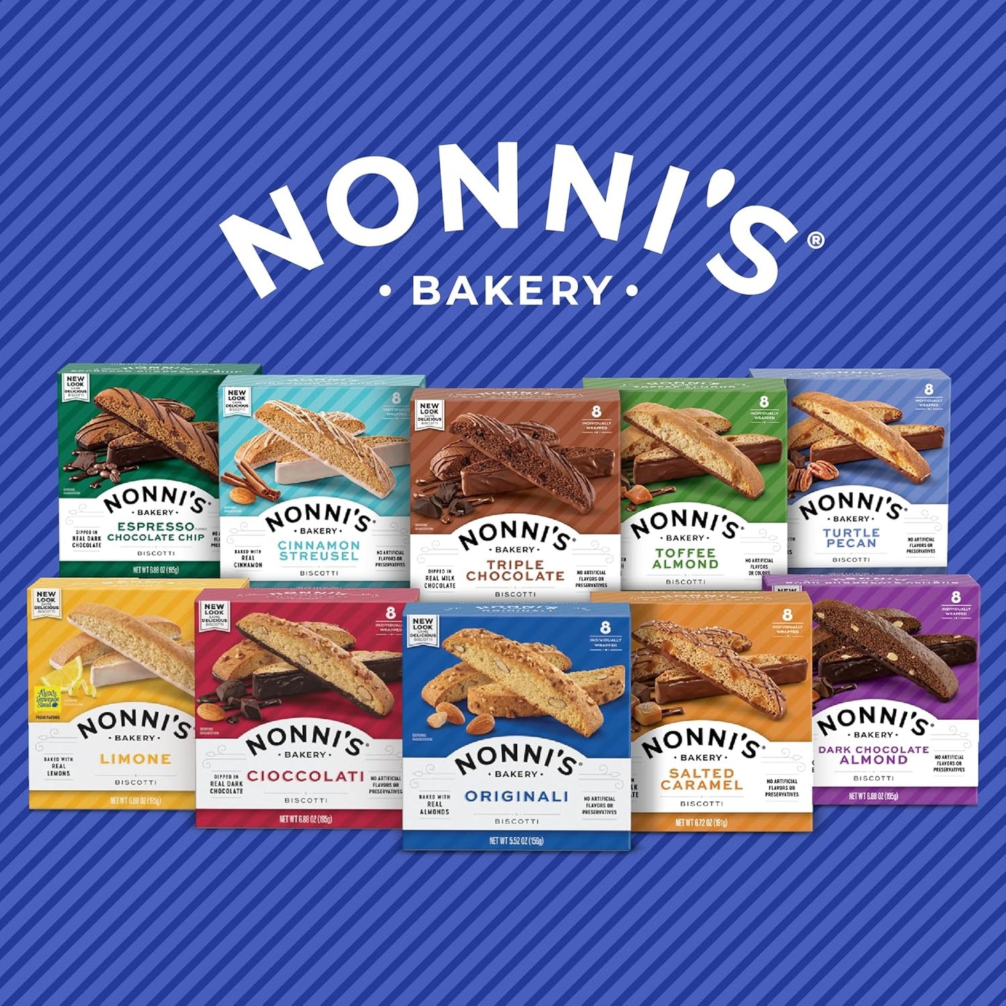 Nonni's Originali Almond Biscotti – Desk Drawer Snack for Focused Office Mornings, 90 Calories Each