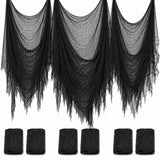 Yobbai Family-Friendly Creepy Cloth Halloween Decor – Flame-Free Black Gauze for Nursery Doorways, Entryways, and Kid Parties