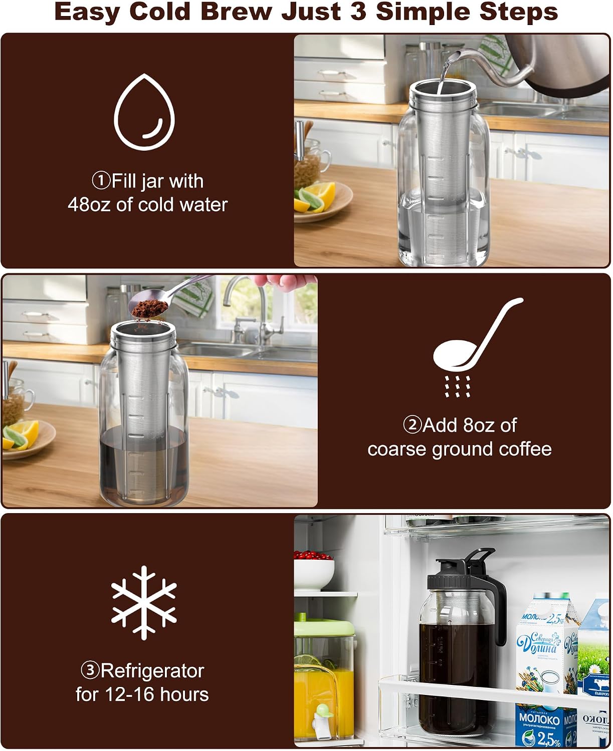 NUFUEDU 64 oz Cold Brew Coffee Maker – Thoughtful Housewarming and Birthday Gift for Coffee Lovers