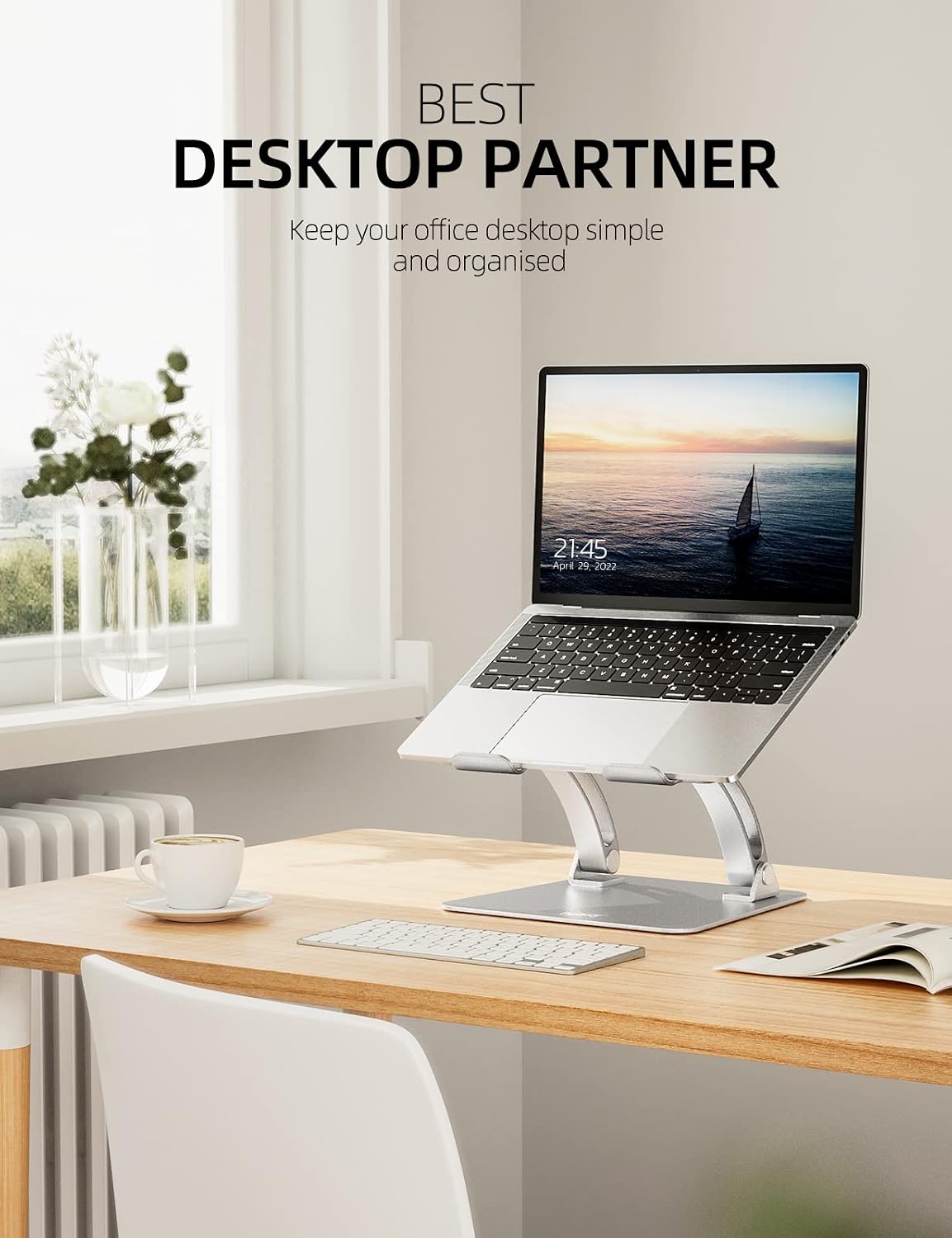 Nulaxy Adjustable Laptop Stand for Desk – Ergonomic Riser for 8-Hour Remote Workdays and Zoom Calls