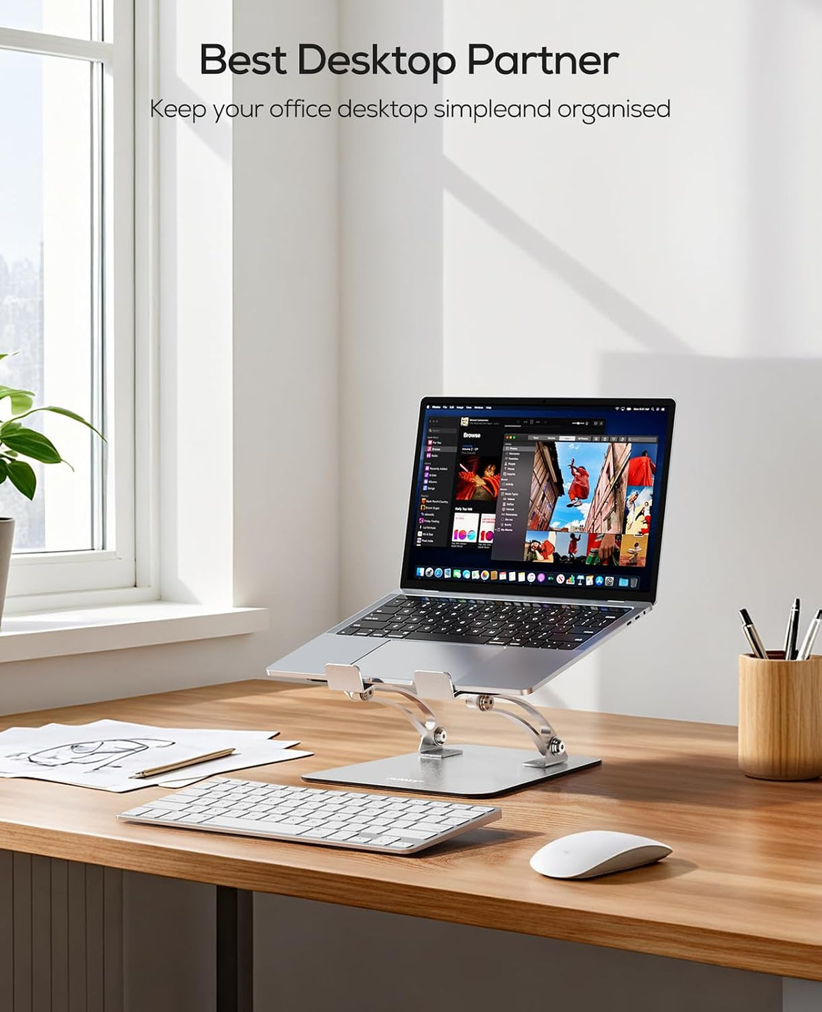 Nulaxy Adjustable Laptop Stand for Desk – Ergonomic Riser for 8-Hour Remote Workdays and Zoom Calls