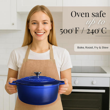 Nuovva Enamelled Cast Iron Dutch Oven – Heirloom Quality Cookware for the Connoisseur Home Chef, 7.3 Quart Oyster