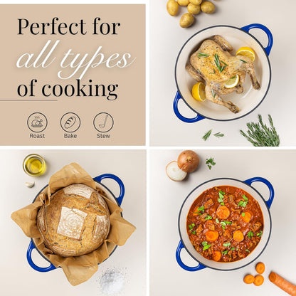 Nuovva Enamelled Cast Iron Dutch Oven – Heirloom Quality Cookware for the Connoisseur Home Chef, 7.3 Quart Oyster