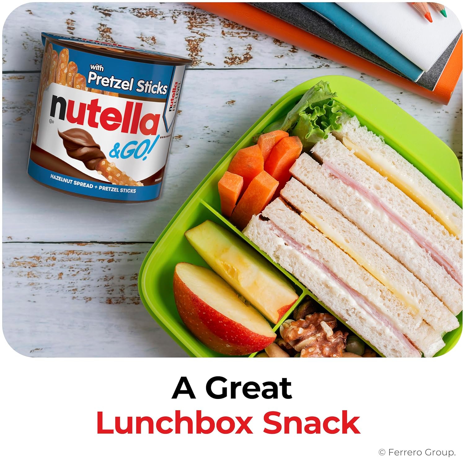 Nutella & GO! Hazelnut Spread with Pretzel Sticks – Desk Drawer Snack for Office Workdays, 10 Single-Serve Cups