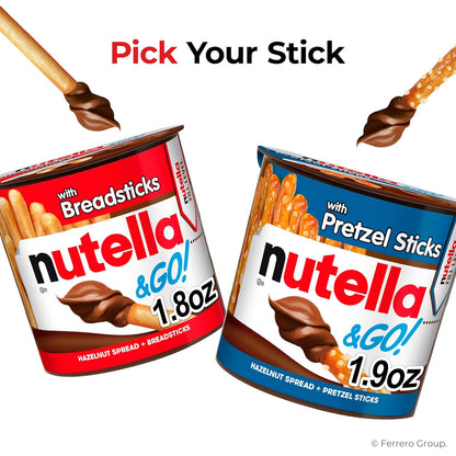 Nutella & GO! Pretzel Sticks with Hazelnut Cocoa Spread – Mess-Free Travel Snack for Car Console and Rest Stops