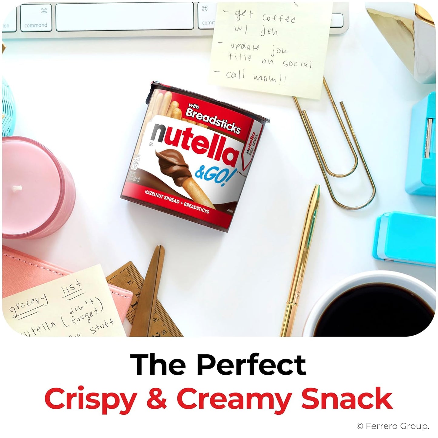 Nutella & GO! Snack Cups 4-Pack – Lunchbox Treat for Kids, Pre-Portioned Hazelnut Spread with Breadsticks