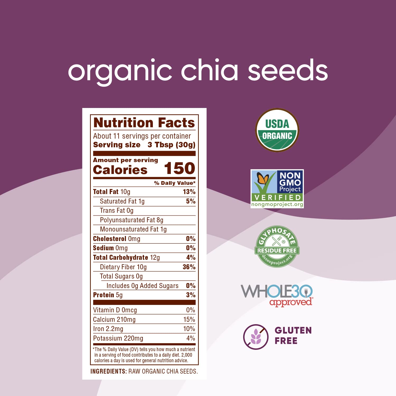Nutiva Organic Chia Seed 12 oz – Single Ingredient Plant Staple for Clutter Free Pantries, Clean Eating and Intentional Kitchens