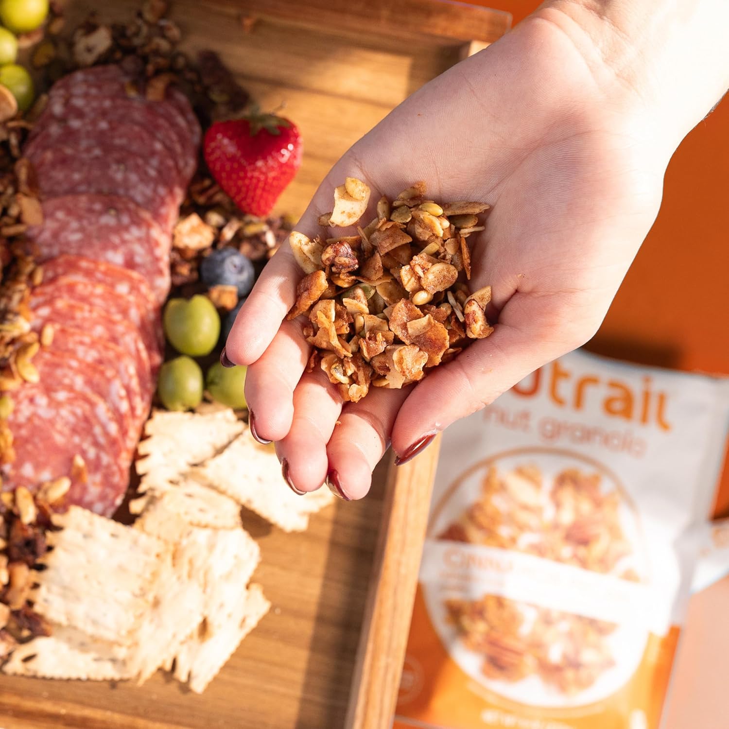 NuTrail Cinnamon Pecan Nut Granola – Road Trip Snack That Stays Crunchy in Individual Bags