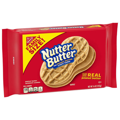 Nutter Butter Family Size Peanut Butter Sandwich Cookies, 16 oz – Portable Road Trip Snack for the Car