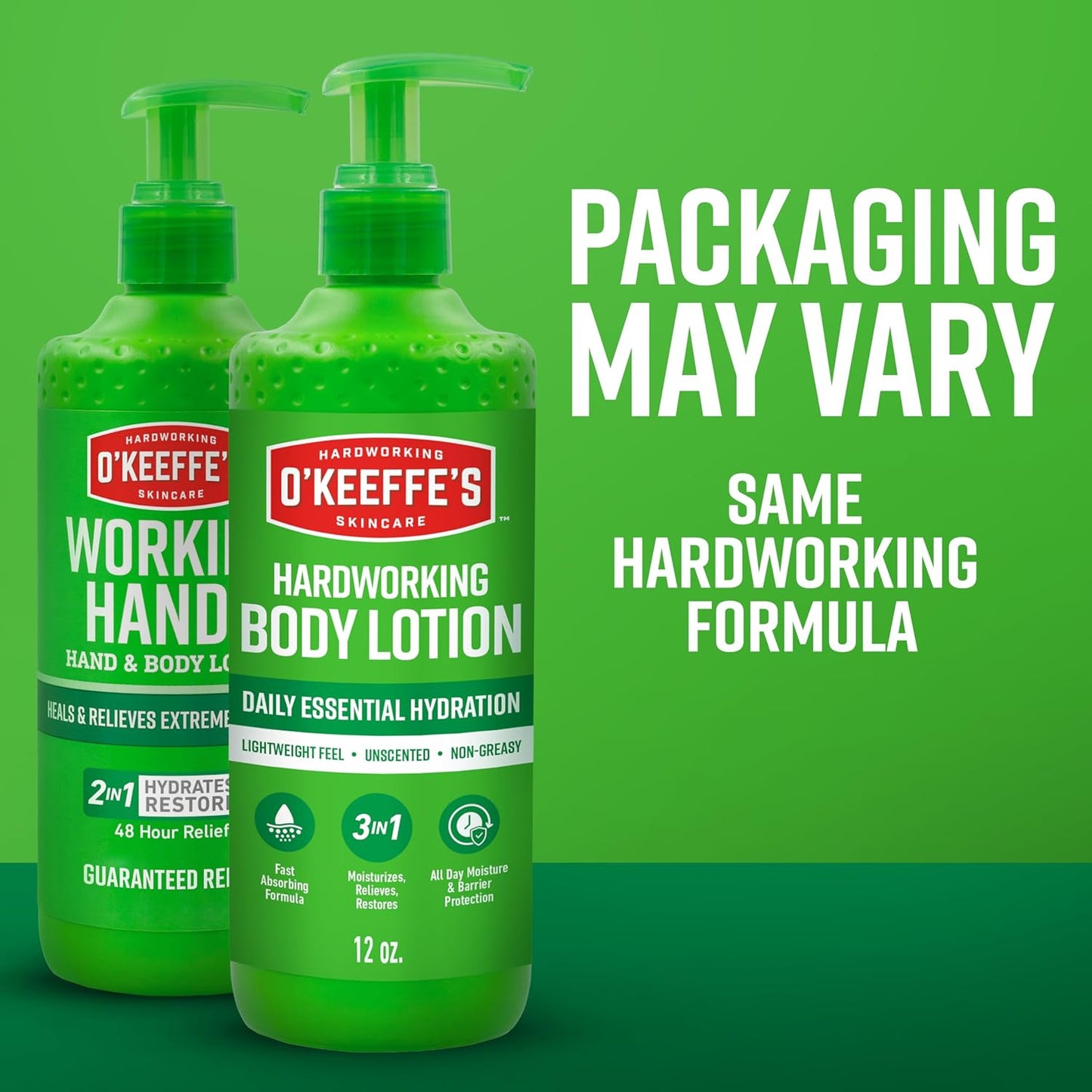 O'Keeffe's Fragrance-Free Body Lotion for Uncluttered Bath Counters, No-Fuss Hydration Pump