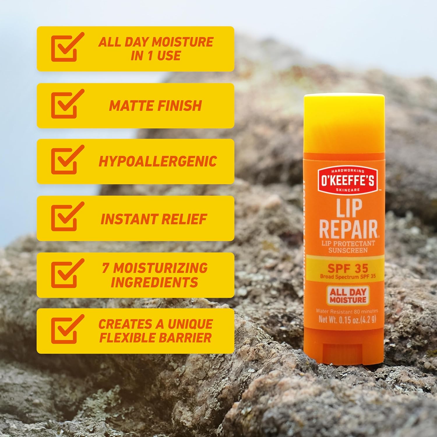 O'Keeffe's Lip Repair SPF 35 Stick – Lanolin-Free and Mineral-Oil-Free Daily Lip Care, 6-Pack
