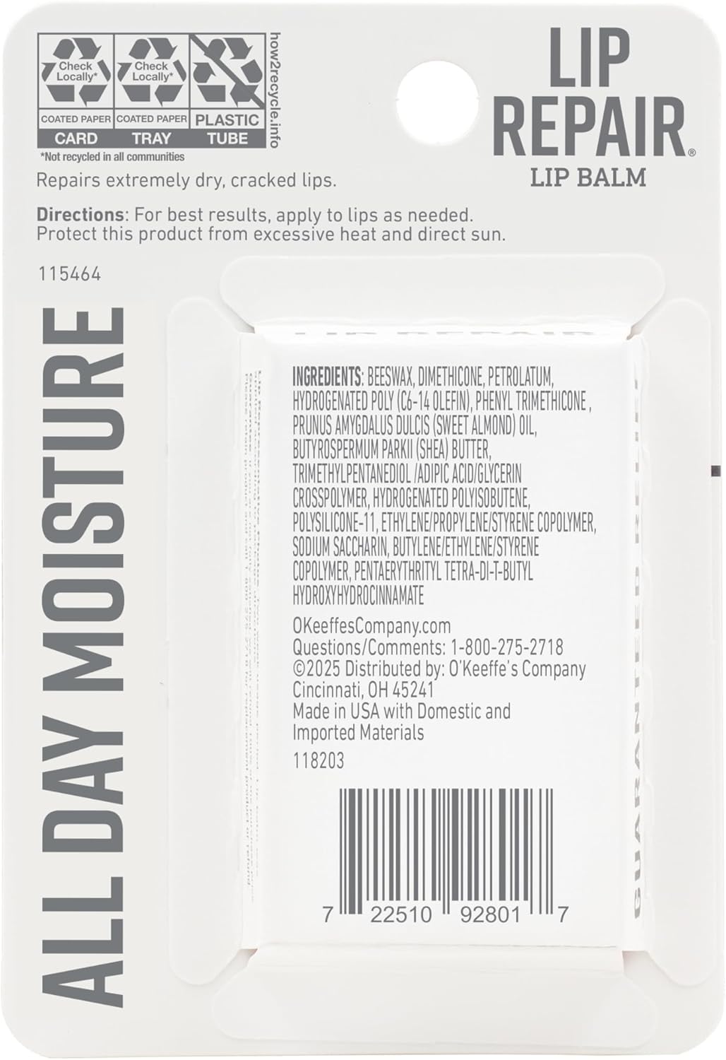 O'Keeffe's Lip Repair Stick - Bathroom Counter Moisturizer for the Morning Self-Care Routine