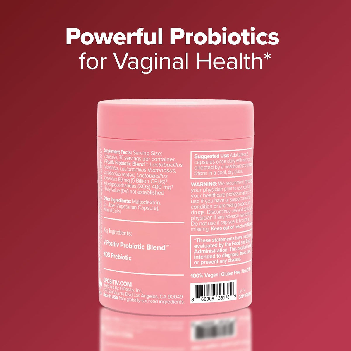 O Positiv URO Vaginal Health Capsules – Mindful Daily Supplement for pH Balance, 30 Capsules