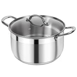 Kirecoo Stock Pot – Even Heat Base That Cuts Scorching Risk for New Home Cooks, 8 Quart Stainless Steel