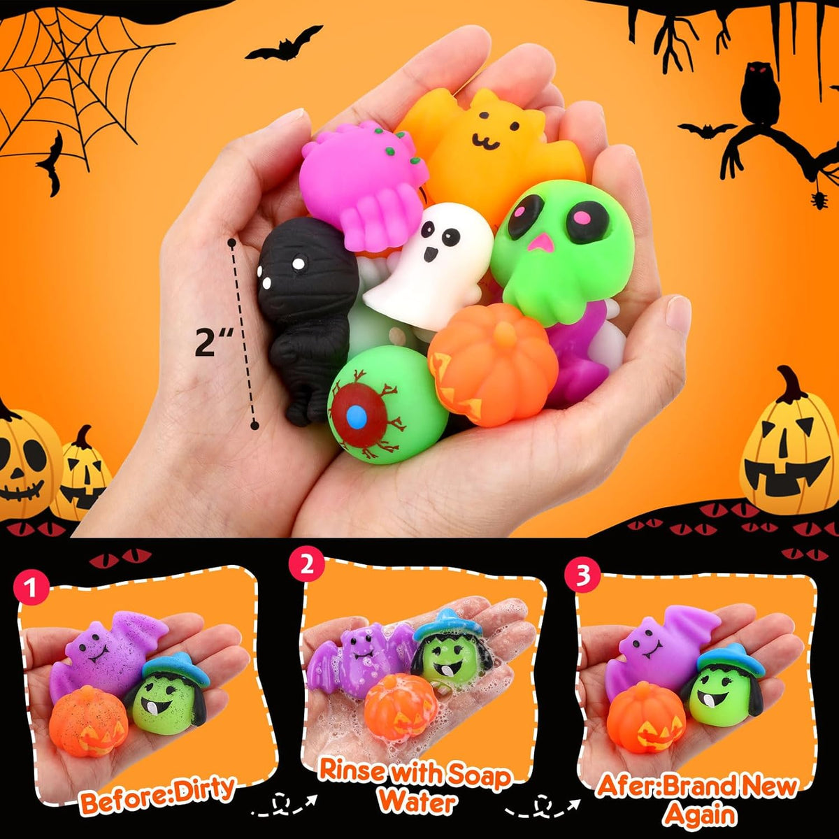 OCATO 30Pcs Halloween Mochi Squishies – Soft TPR Non-Toxic Party Favors Safe for Young Children and Classrooms