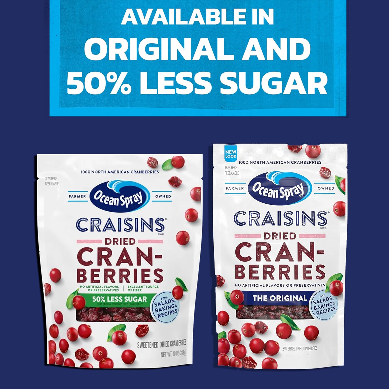Ocean Spray Craisins Dried Cranberries 48 oz – Portion Controlled Desk Drawer Snack for Busy Workdays