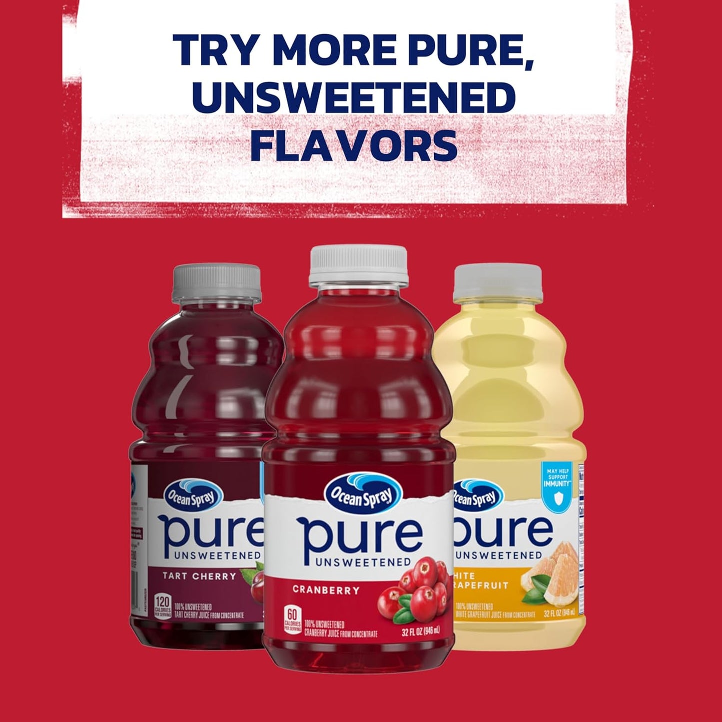 Ocean Spray® Pure Unsweetened Cranberry Juice – Portable Mixer for Patio Cocktails and Outdoor Brunches, 32 Fl Oz